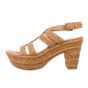 Stuart Weitzman Boho Weavit Woven Platform Block Heel Espadrille Sandal Size 8.5